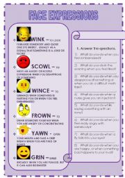 English Worksheet: FACE EXPRESSIONS