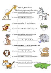 English Worksheet: Which animal is it?