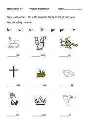 English worksheet: Blends with r