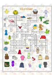 Clothes crossword - ESL worksheet by joannaturecka
