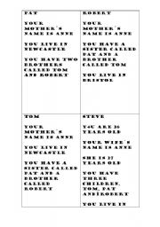 English Worksheet: family game