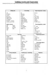 English Worksheet: Linking words in english