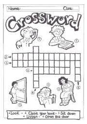 English Worksheet: Crossword- commands
