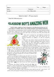 English Worksheet: Glasgow boys amazing win