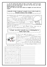 sentences and word search puzzle with regular and irregular verbs (past simple & past participle)  (3)