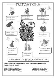 English Worksheet: Practice PREPOSITIONS with SCOOBY DOO