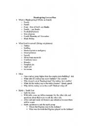 English Worksheet: Thanksgiving Lesson Plan