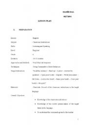 English worksheet: classroom istructions