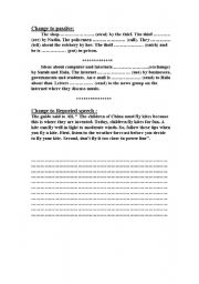 English worksheet: Passive and reported speech