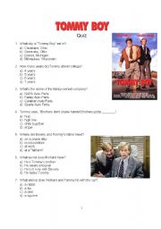 English Worksheet: TOMMY BOY Quiz