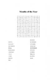 English worksheet: Months of the Year Word Search