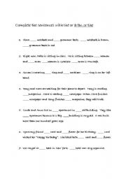 English worksheet: A-An or The