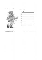 English Worksheet: what is he wearing