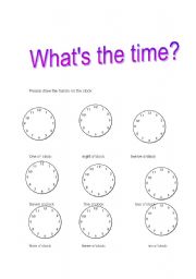 English Worksheet: Whats the time?