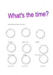 English Worksheet: Whats the Time 2?