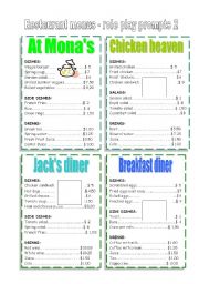 English Worksheet: restaurant menus 2