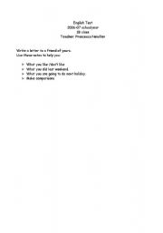 English Worksheet: write a letter to a friend of yours