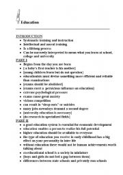 English Worksheet: education