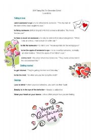 English Worksheet: love idioms