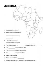 English worksheets: A Map of Africa
