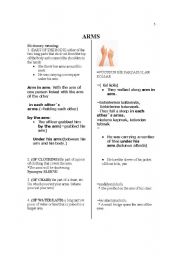 English worksheet: expressions,idioms,proverbs and all dictionary meanings of arm