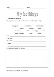 English Worksheet: My holidays