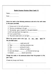 English worksheet: present and past verbs