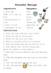 English Worksheet: Pancake Recipe