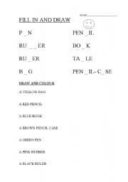 English Worksheet: FILL, PAINT AND DRAW