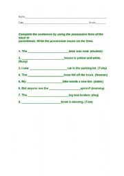 English Worksheet: Possesive Form