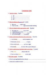 English Worksheet: language quiz