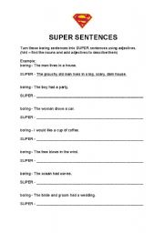 English Worksheet: Super Sentences