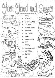 English Worksheet: Fast Food and Sweets