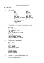 English worksheet: Physical description