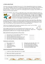 English Worksheet: Comprehension - A walk in the woods