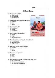 English Worksheet: 50 First Dates movie questionnaire
