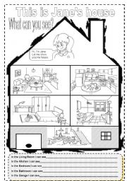 English Worksheet: THIS IS JANES HOUSE - What can you see?