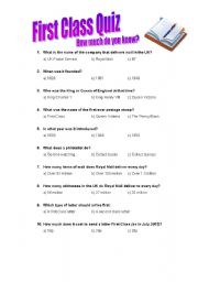 English Worksheet: First Class Quiz - How much do you know?