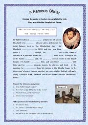 English Worksheet: A famous ghost - Revising the simple past tense