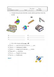 English worksheet: articles worksheet