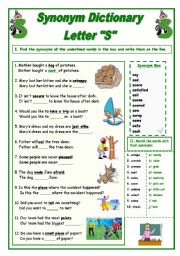 Synonym Dictionary, Letters X, Y and Z - ESL worksheet by Babi965