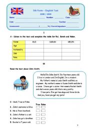 English Worksheet: Test about pets, jobs, have got...