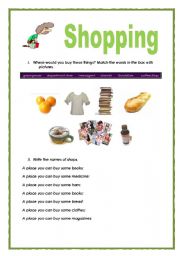 English Worksheet: Types of shops