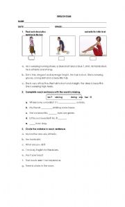 English worksheet: clothes and verb To be - Quiz/ exam -