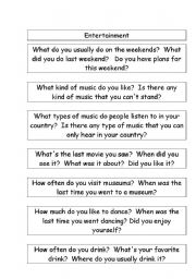 English Worksheet: Conversation questions - Several topics