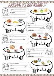 English Worksheet: MEALS IN MY FAMILY (2) - LUNCH