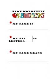 English Worksheet: hello, my name is