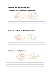 English Worksheet: A HEALTHY MEAL