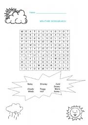 Weather wordsearch worksheets