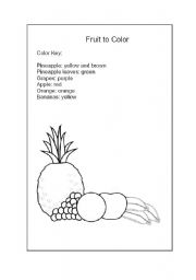 English worksheet: fruits and color
